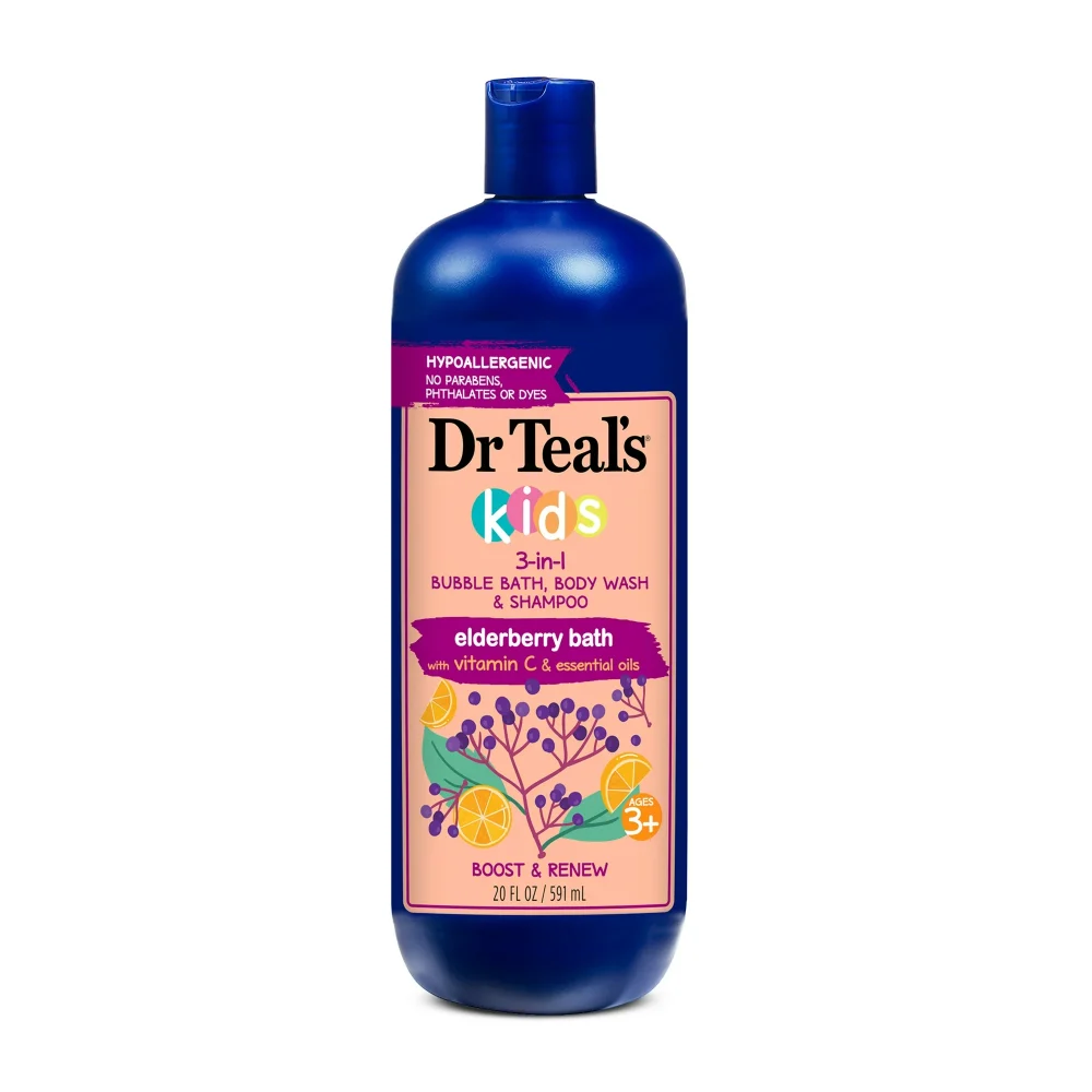 Dr Teal's Kids 3-in-1 Bubble Bath, Body Wash & Shampoo Elderberry Bath 591ml | Buy Online in Kenya – Sterling Cosmetics
